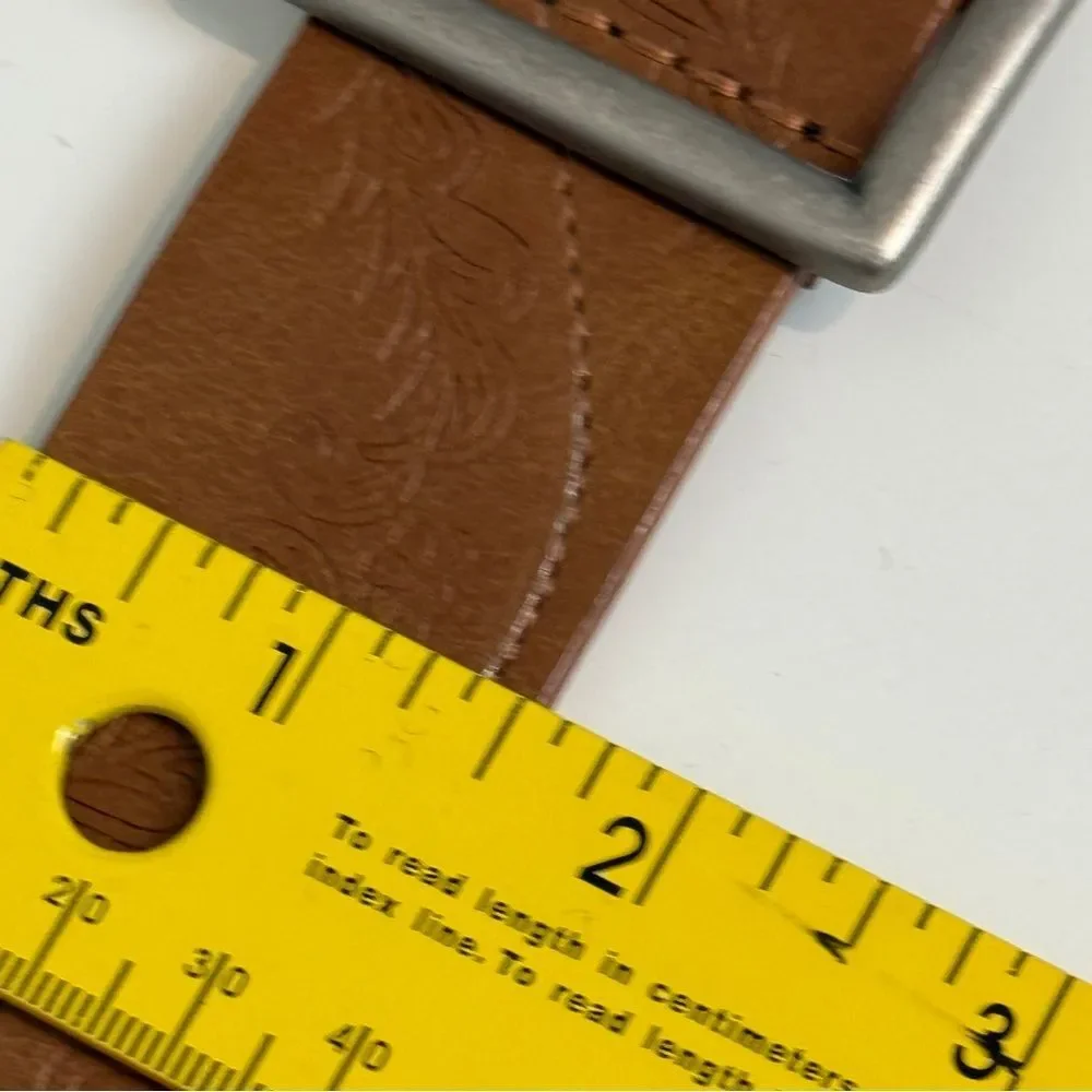 Vintage Y2K Nine & Co Embossed Brown Leather Belt XL